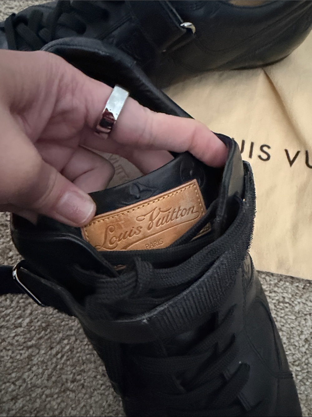 Louis Vuitton Black Leather Men’s Sneaker with Strap - Picture 3 of 7